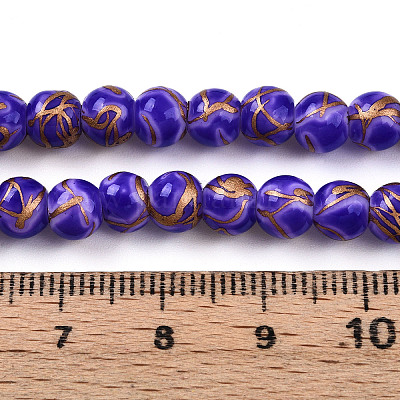 Выпечка окрашенные стеклянные бусины пряди DGLA-N010-6mm-06-1