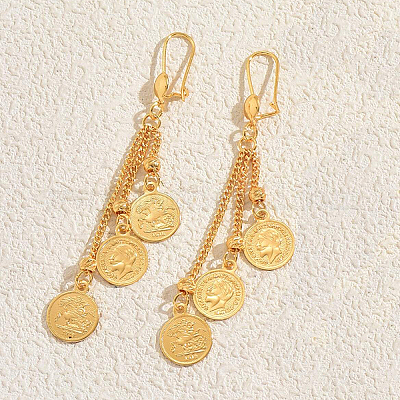 Латунные плоские круглые серьги-кольца с человеческим узором GQ7653-3-1