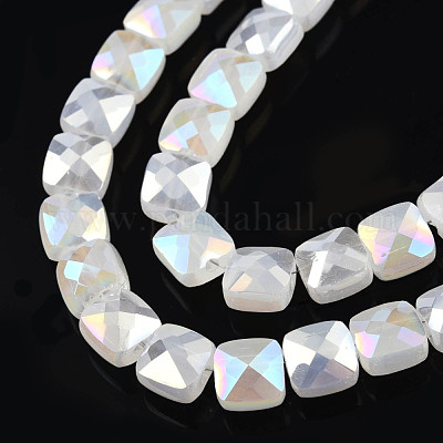 Гальванизировать непрозрачные сплошной цвет стеклянные бусы пряди EGLA-N002-43-01-1