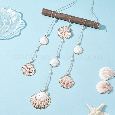 Подвесные украшения из ракушек с гальваническим покрытием HJEW-JM04538-1