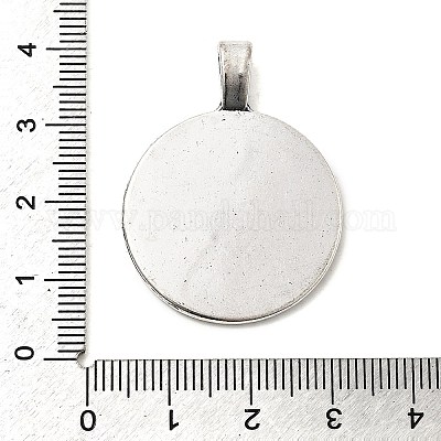 Плоские круглые тибетский стиль сеттинги сплава подвеска кабошон TIBEP-S293-051AS-LF-1