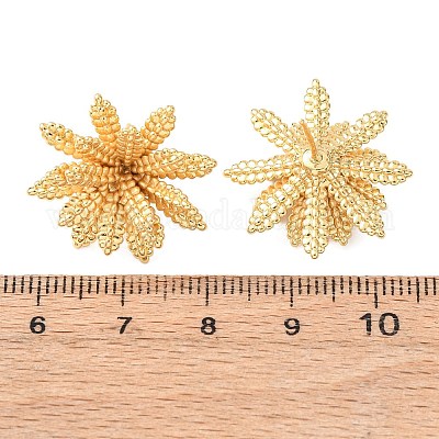 Серьги-гвоздики из латуни с цветком EJEW-D346-06G-1