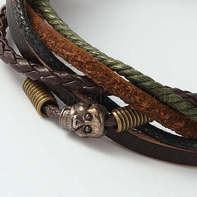 Регулируемые ретро многожильных браслеты BJEW-J111-02B-1