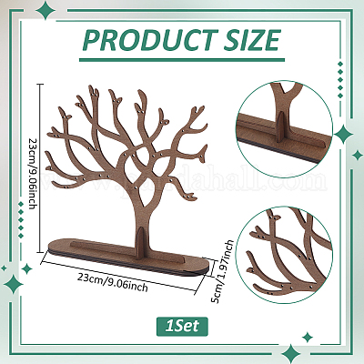 Деревянные подставки для ювелирных изделий в форме дерева DJEW-WH0816-002-1