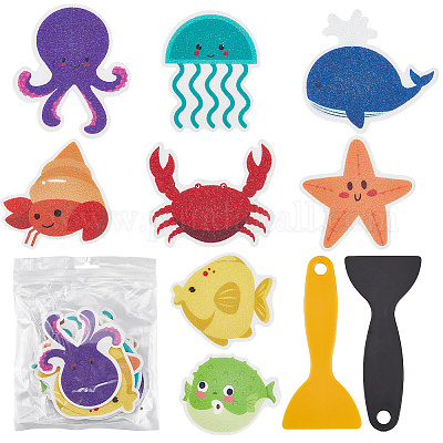 2 комплект из 20 шт. противоскользящих наклеек для ванной из ПВХ с изображением морских животных AJEW-CN0004-08-1