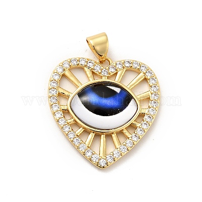 Подвески в форме сердца из латуни с прозрачным кубическим цирконием KK-G419-11G-02-1