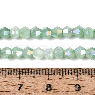 Граненые гальванические непрозрачные стеклянные бусины GLAA-T025-4mm-09F-1