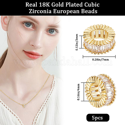 5 шт. латунные европейские бусины с микропаве из кубического циркония ZIRC-BBC0002-50-1