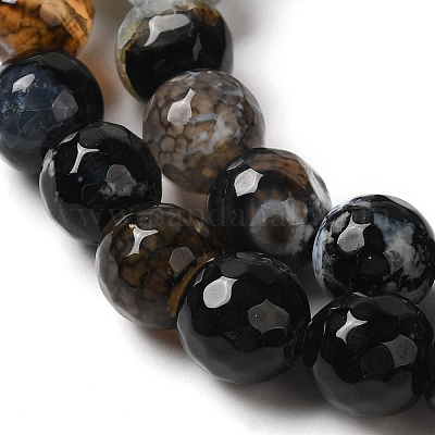 Нити окрашенных и нагретых натуральных агатовых бус с огненным кракелюром G-P539-B01-10-1