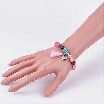 Матовый смешанный драгоценный камень бисером стрейч браслеты BJEW-JB03166-1