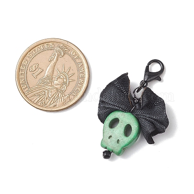 Украшения с подвесками в виде черепа из синтетической бирюзы HJEW-JM04344-1