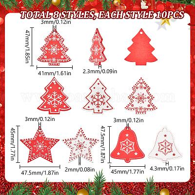 80 шт. 8 стиля подвески из дерева на рождественскую тематику WOOD-SC0001-81-1