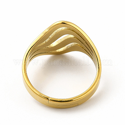 Ионное покрытие (ip) 304 нержавеющая сталь волна регулируемое кольцо для женщин RJEW-B027-05G-1