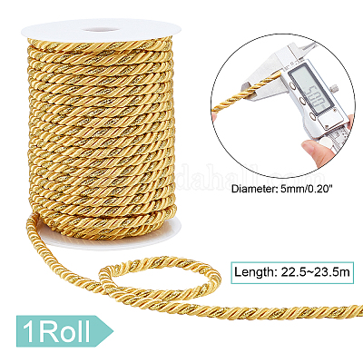 Shop PandaHall 25 Yards Twisted Gold Trim Cord for Jewelry Making -  PandaHall Selected