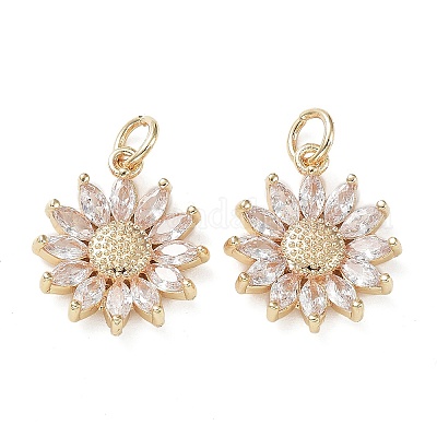 Подвески из латуни с покрытием из прозрачного кубического циркония KK-B078-01G14-1