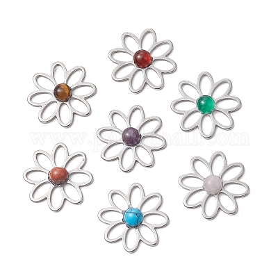 201 кабошон из нержавеющей стали с паве из драгоценных камней PALLOY-JF03492-1