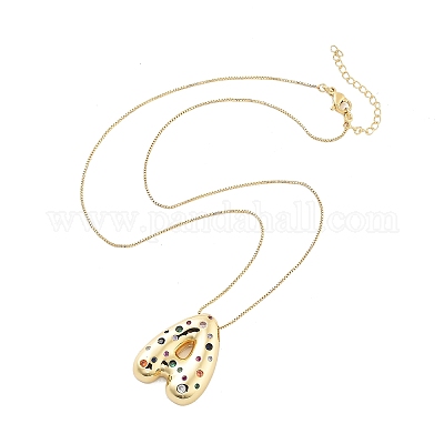 Латунные ожерелья с подвесками в виде букв из микрофибры с кубическим цирконием KK-Z069-01G-A-1