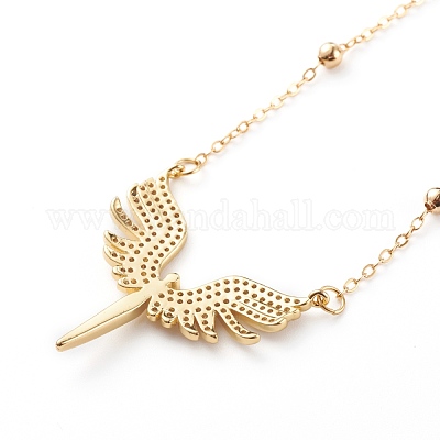 Ожерелья-крестики из латуни с прозрачным фианитом и прозрачным фианитом NJEW-JN03428-01-1