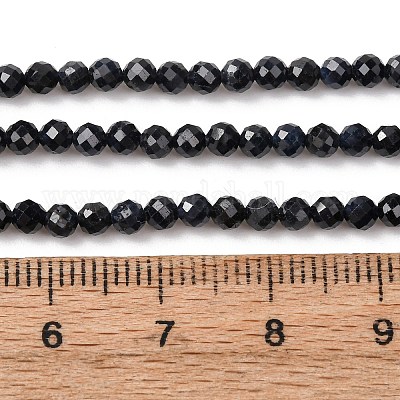 Natürliche schwarze Saphirperlenstränge&nbsp;G-P625-3mm-01-1