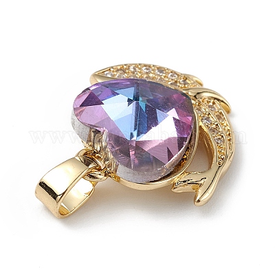 Настоящие 18-каратные позолоченные подвески из латуни с микропаве из кубического циркония KK-C015-28G-15-1