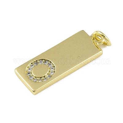 Латунные микропаве прозрачные подвески с фианитом KK-P266-06G-O-1