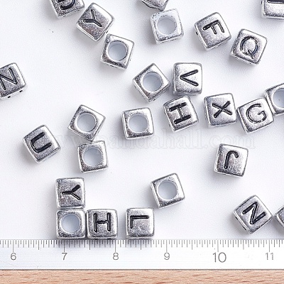 Античные посеребренные европейские бусины из акрила с большими отверстиями PACR-Q099-01-1