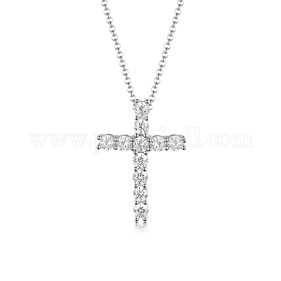 Ожерелье из стерлингового серебра с геометрическим крестом и подвеской из циркония XL7220-1