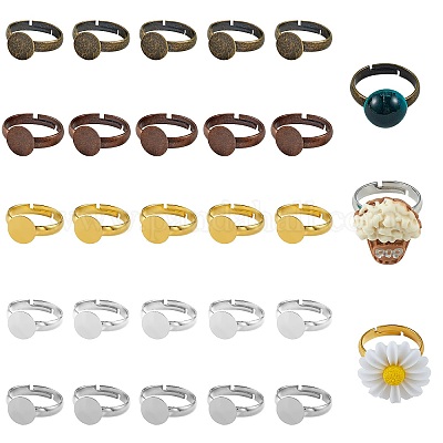 60шт 5 цвета регулируемые компоненты латунного кольца FIND-SZ0002-23-NR-1