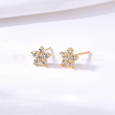 Серьги-цветы из стерлингового серебра с цирконием для женщин RB3197-2-1