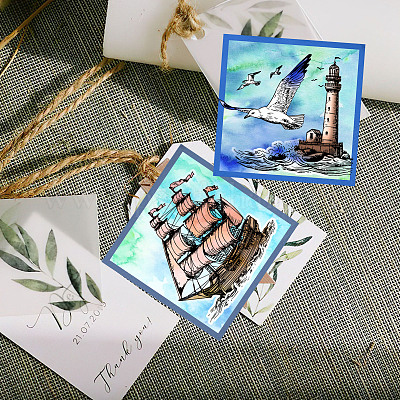 16шт 4 набора ПВХ штампов с морской тематикой DIY-GL0004-123-1