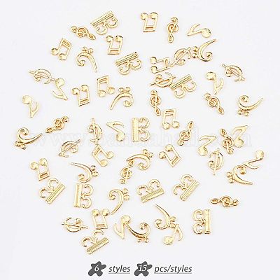 15 набор 5-х цветных кабошонов из сплава с символами нот DIY-OC0008-21-1