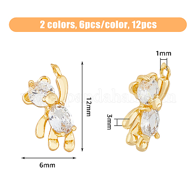 12шт 2 цвета латунные микро проложить кубический цирконий шармы KK-HY0003-13-1