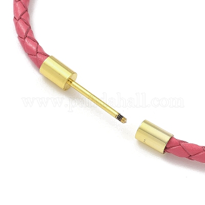 Изготовление браслета из плетеного круглого шнура из искусственной кожи толщиной 3 мм MAK-S075-01G-M-1