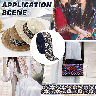 10 ярд полиэфирные ленты с вышивкой в этническом стиле OCOR-FG0002-24C-1