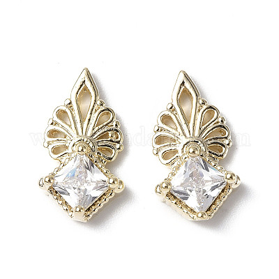 Латунные микро проложить четкие кубического циркония кабошоны KK-A174-09G-1