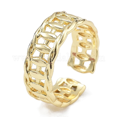 Кольца-манжеты для пальцев из латуни с микропаве из кубического циркония для женщин RJEW-M028-52G-1