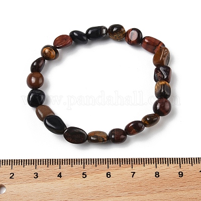Натуральный тигровый глаз шарика браслеты простирания BJEW-K213-04-1