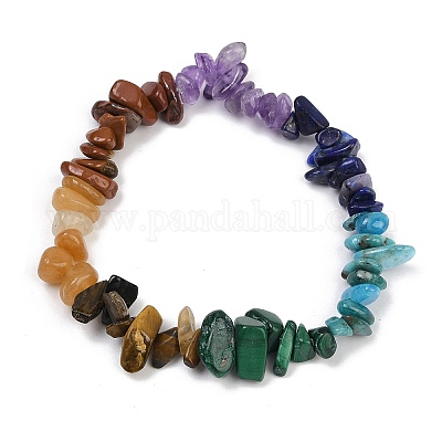 Браслеты из натуральных смешанных драгоценных камней чакра для женщин BJEW-JB11633-01-1