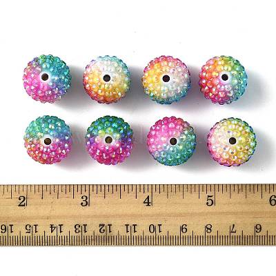 20 шт. радужные бусины из АБ-смолы со стразами OACR-FS0002-33-1