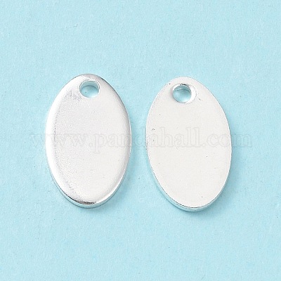 Pandahall 100pcs Oval 304 Stainless Steel Blank Stamping Tags 20x10mm  Double Side Pendants Charms for Bracelet Jewelry Making