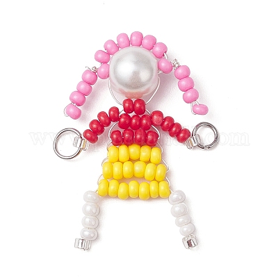 4 шт. 4 стиля стеклянные бусины со стеклянным жемчугом круглые бусины подвески-подвески в виде людей PALLOY-MZ00644-1