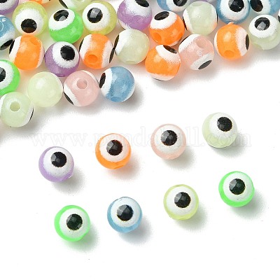 70 шт. двухцветных светящихся и печатных непрозрачных акриловых бусин&nbsp;LACR-FS0001-01-1