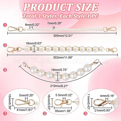 3 шт. 3 стильных ручки для сумки из АБС-пластика с имитацией жемчуга DIY-PH0013-29-1