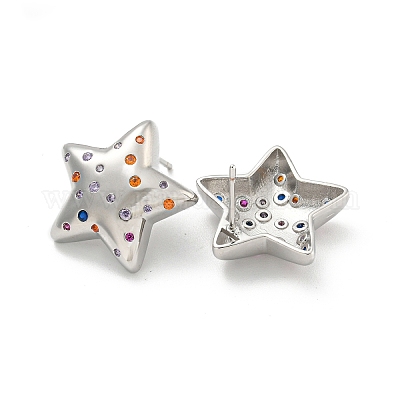 Серьга-гвоздик из латуни с микро-паве EJEW-C102-07P-02-1