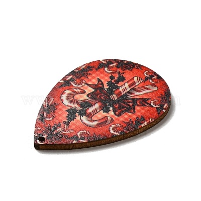 Большие подвески из дерева с односторонним принтом WOOD-H102-03C-1