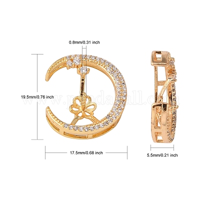 Латунные микропейв прозрачные кубические циркониевые винты с ушками KK-T062-110G-NF-1
