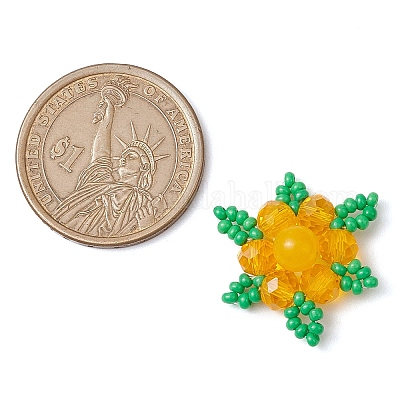 Плетеные натуральные окрашенные малайзийские нефриты и стеклянные бусины в форме снежинки многорядные звенья PALLOY-MZ00319-02-1