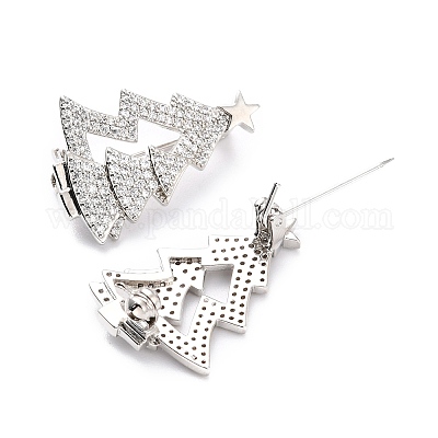 Латунная брошь из прозрачного кубического циркония на рождество ZIRC-I053-10P-1