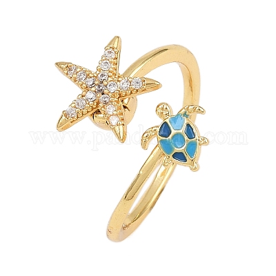 Вращающиеся латунные кольца с микропаве из кубических цирконий для женщин&nbsp;LS-RJEW-K305-02G-1