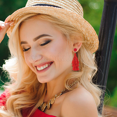 6 пара серег-гвоздиков в стиле бохо с акриловыми лепестками EJEW-AN0003-75-1